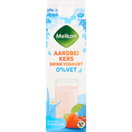 Melkan Zuiveldrink aardbei-kers 0% vet Foto van Melkan Zuiveldrink aardbei-kers 0% vet
