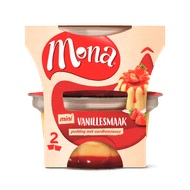 Mona Pudding vanille met aardbeiensaus Foto van Mona Pudding vanille met aardbeiensaus