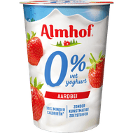 Almhof Yoghurt 0% vet aardbei Foto van Almhof Yoghurt 0% vet aardbei
