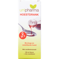 Unipharma Hoestdrank 2in1 aardbei Foto van Unipharma Hoestdrank 2in1 aardbei