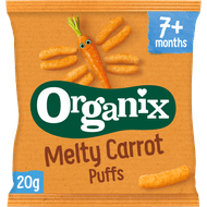 Organix Fingerfoods 7+ maanden corn puffs carrot Foto van Organix Fingerfoods 7+ maanden corn puffs carrot