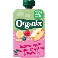Organix Just oatmeal-apple banana, raspberrry bleuberry 12+ maanden Foto van Organix Just oatmeal-apple banana, raspberrry bleuberry 12+ maanden