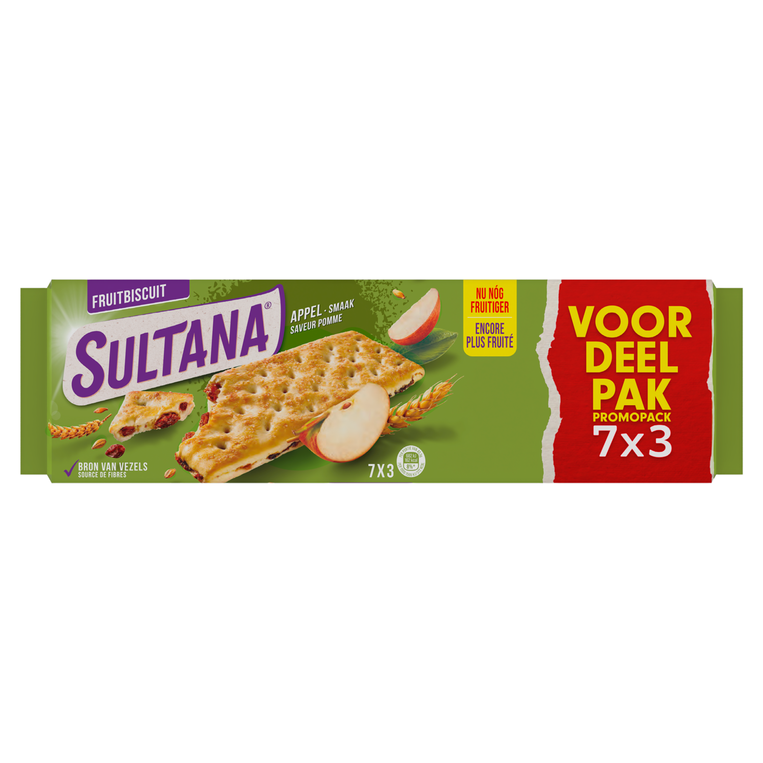 Sultana Fruitbiscuit appel voordeelpak 7x3 st.