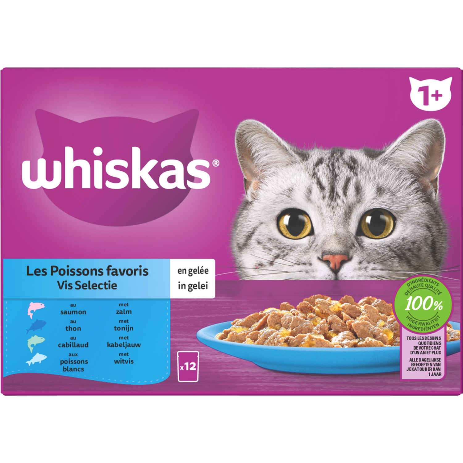 Whiskas Kattenvoer vis selectie gelei  1+ jaar