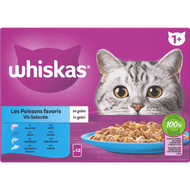 Whiskas Kattenvoer vis selectie gelei 1+ jaar Foto van Whiskas Kattenvoer vis selectie gelei 1+ jaar