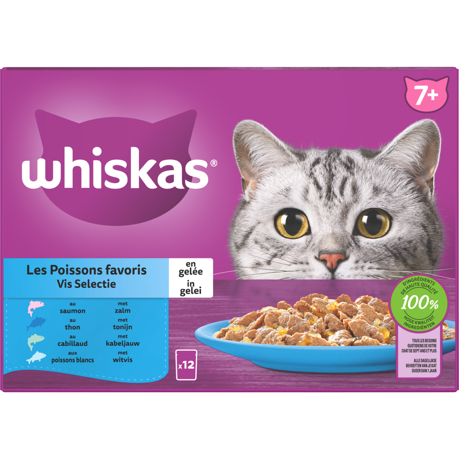 Whiskas Kattenvoer vis selectie gelei 7+ jaar 12st.