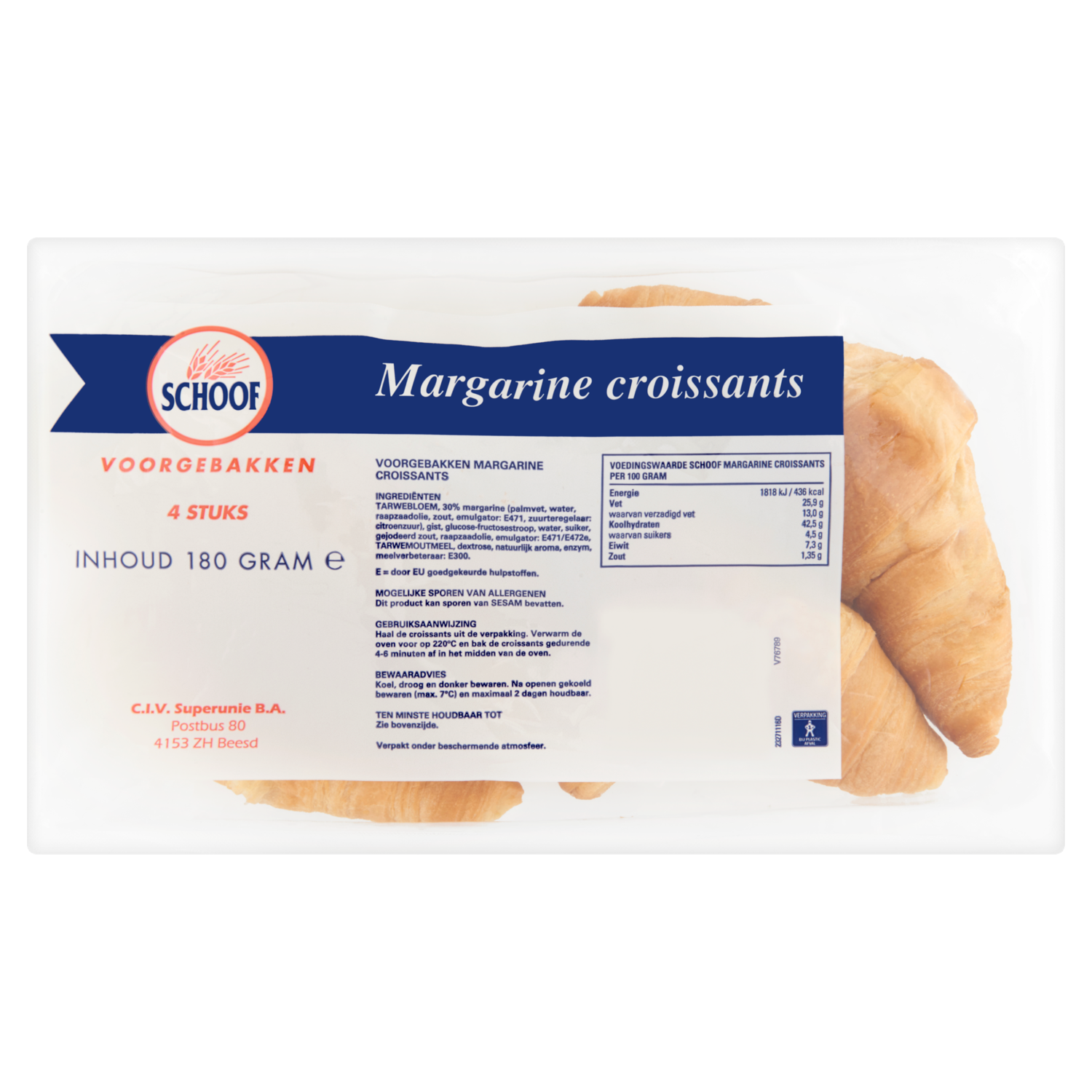 Schoof Croissants margarine 4 st.
