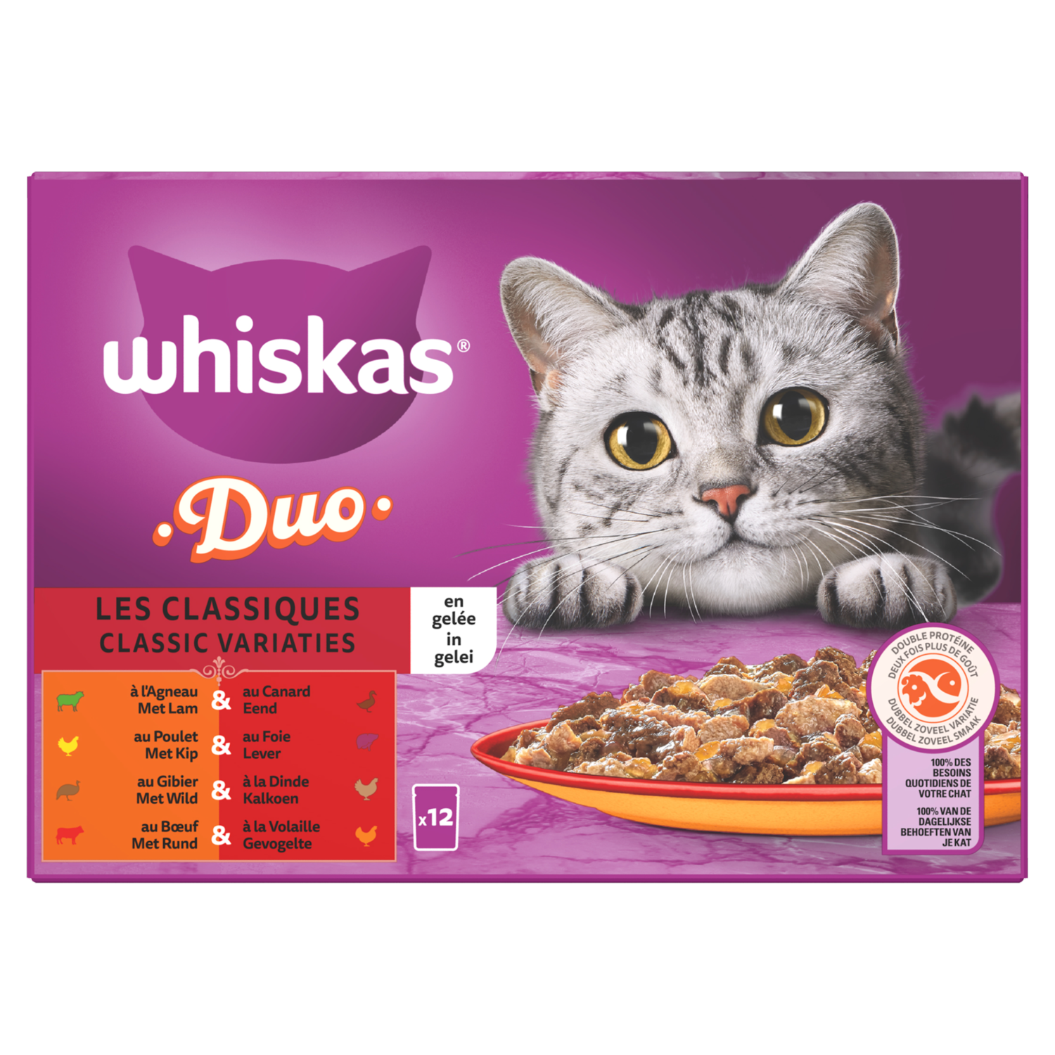 Whiskas Kattenvoer duo classic varia gelei 12st