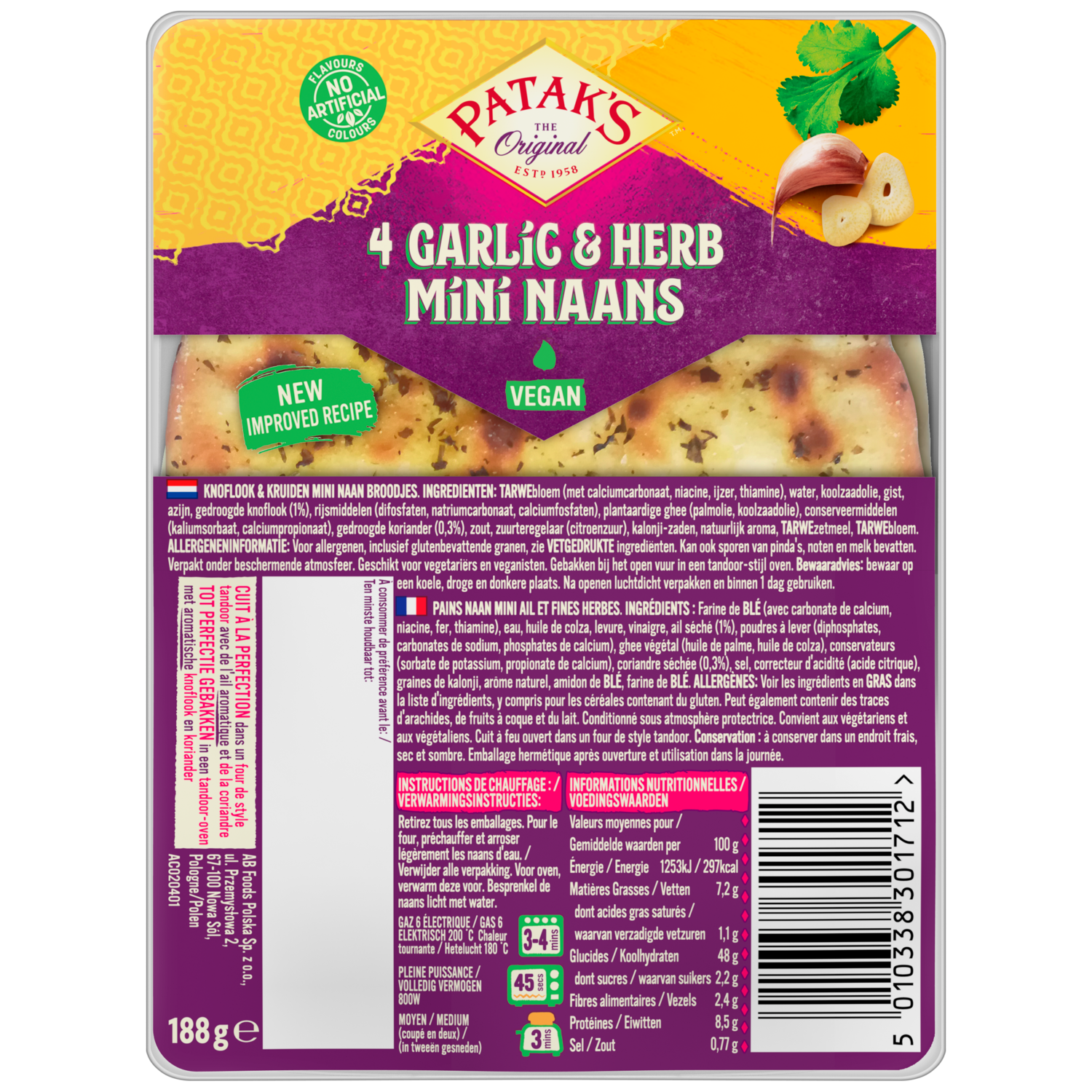 Patak's Mini naan knoflook & kruiden 4 st.