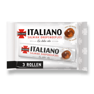 Italiano Salmiak dropsnoepjes 3 rollen Foto van Italiano Salmiak dropsnoepjes 3 rollen