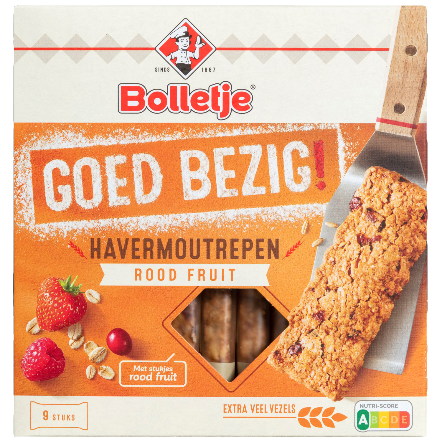 Bolletje Goed bezig stevige reep rood fruit 9 stuks