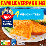 Iglo Kapiteins Klassiekers Visschnitzels 4 stuks Foto van Iglo Kapiteins Klassiekers Visschnitzels 4 stuks