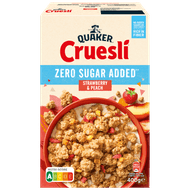 Quaker Cruesli strawberry & peach zero sugar Foto van Quaker Cruesli strawberry & peach zero sugar