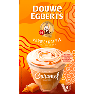 Douwe Egberts Oploskoffie latte caramel 8 sticks Foto van Douwe Egberts Oploskoffie latte caramel 8 sticks