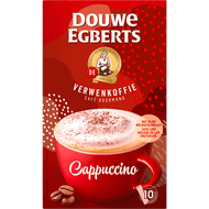 Douwe Egberts Oploskoffie cappuccino 10 st. Foto van Douwe Egberts Oploskoffie cappuccino 10 st.