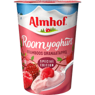 Almhof Roomyoghurt framboos granaatappel Foto van Almhof Roomyoghurt framboos granaatappel