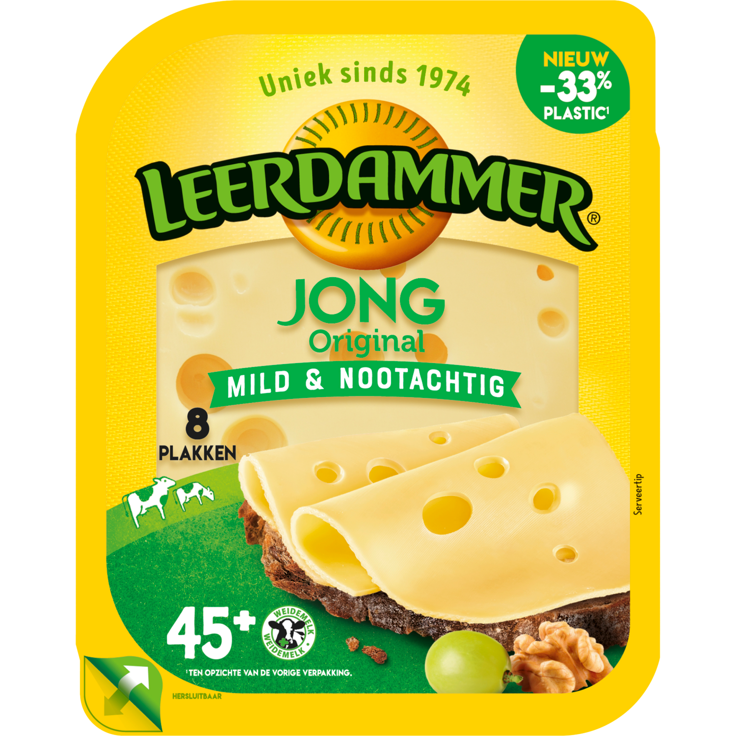 Leerdammer Jonge kaas 45+ plakken
