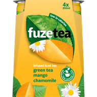 Fuze tea Ice tea green mango-chamomile 4x25 cl Foto van Fuze tea Ice tea green mango-chamomile 4x25 cl