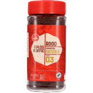 1 de Beste Oploskoffie rood Foto van 1 de Beste Oploskoffie rood