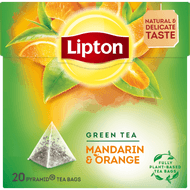 Lipton Groene thee mandarin orange 20 zk. Foto van Lipton Groene thee mandarin orange 20 zk.