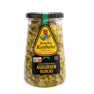 Kesbeke Augurken blokjes zoetzuur Foto van Kesbeke Augurken blokjes zoetzuur