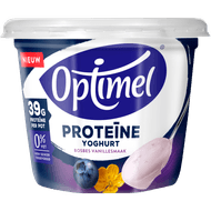 Optimel Yoghurt griekse stijl bosbes vanille protein Foto van Optimel Yoghurt griekse stijl bosbes vanille protein