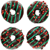 Vers afbak Donut appelpie met kerstdecoratie Foto van Vers afbak Donut appelpie met kerstdecoratie