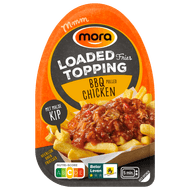 Foto van Mora Loaded fries topping bbq pulled chicken