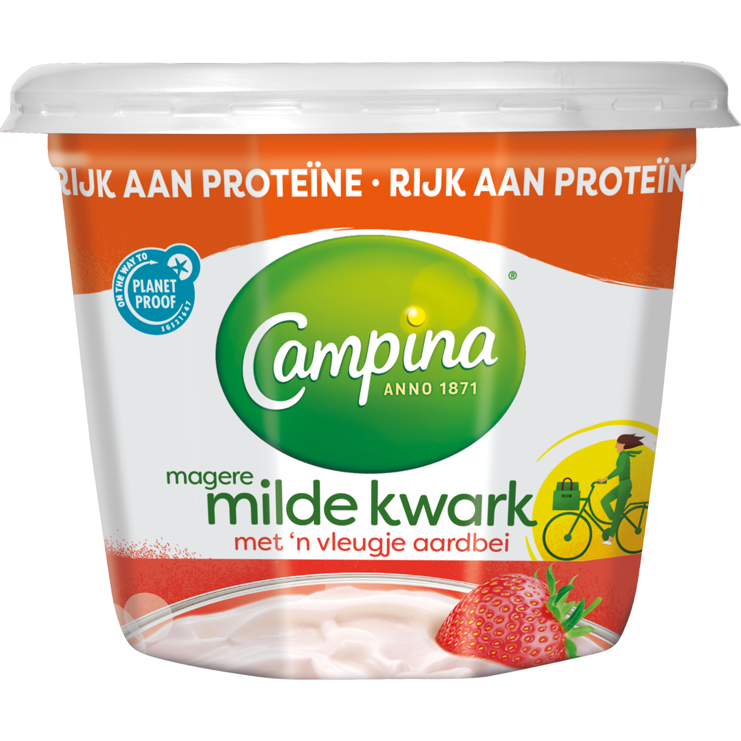Campina Magere kwark aardbei
