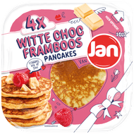 Foto van Jan American pancakes witte chocola framboos 4st.