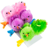 Foto van Chenille kuikens op clips 6 stuks