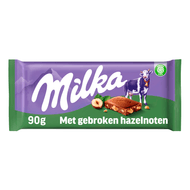 Milka Chocoladereep gebroken hazelnoten Foto van Milka Chocoladereep gebroken hazelnoten