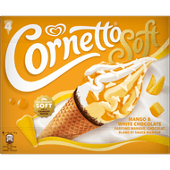 Foto van Ola Cornetto soft mango & white choc 4 st.