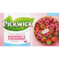 Pickwick Fruit infusion raspberry & strawberry 20 zakjes Foto van Pickwick Fruit infusion raspberry & strawberry 20 zakjes