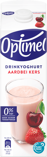 Foto van Optimel Drinkyoghurt aardbei-kers 0% vet