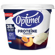 Optimel Yoghurt Griekse stijl perzik passievrucht protein Foto van Optimel Yoghurt Griekse stijl perzik passievrucht protein