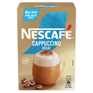 Nescafé Oploskoffie cappuccino cafeïnevrij Foto van Nescafé Oploskoffie cappuccino cafeïnevrij