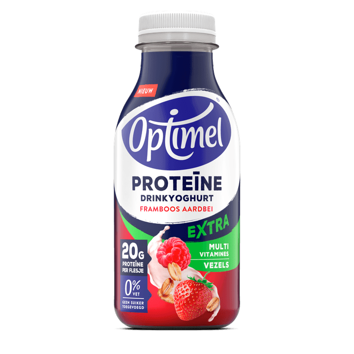 Optimel Drinkyoghurt protein framboos aardbei