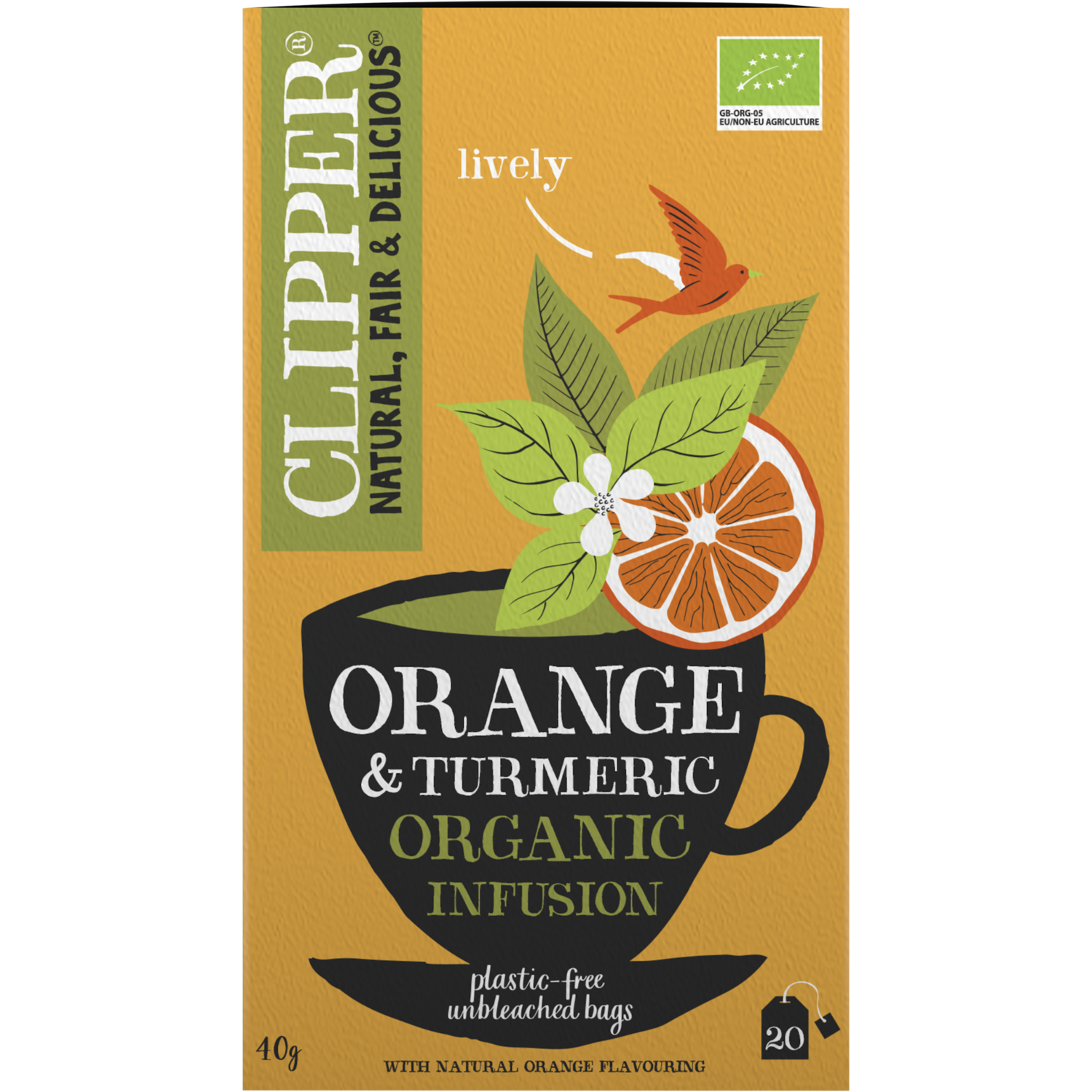 Clipper Kruidenthee orange-turmeric kop 20 zakjes