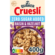 Quaker Cruesli Zero sugar rozijn & hazelnoot Foto van Quaker Cruesli Zero sugar rozijn & hazelnoot
