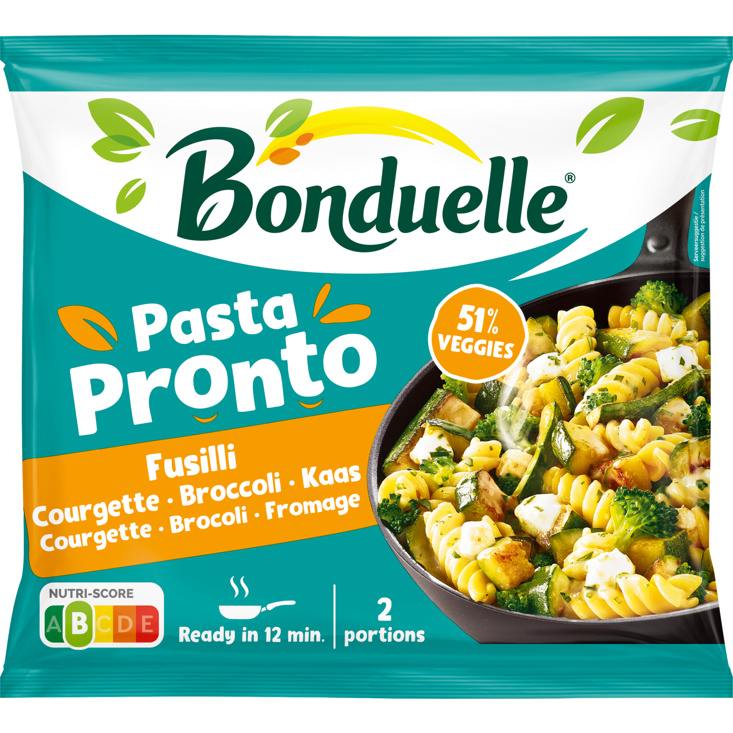 Bonduelle Pasta pronto fusili courgette broccoli kaas