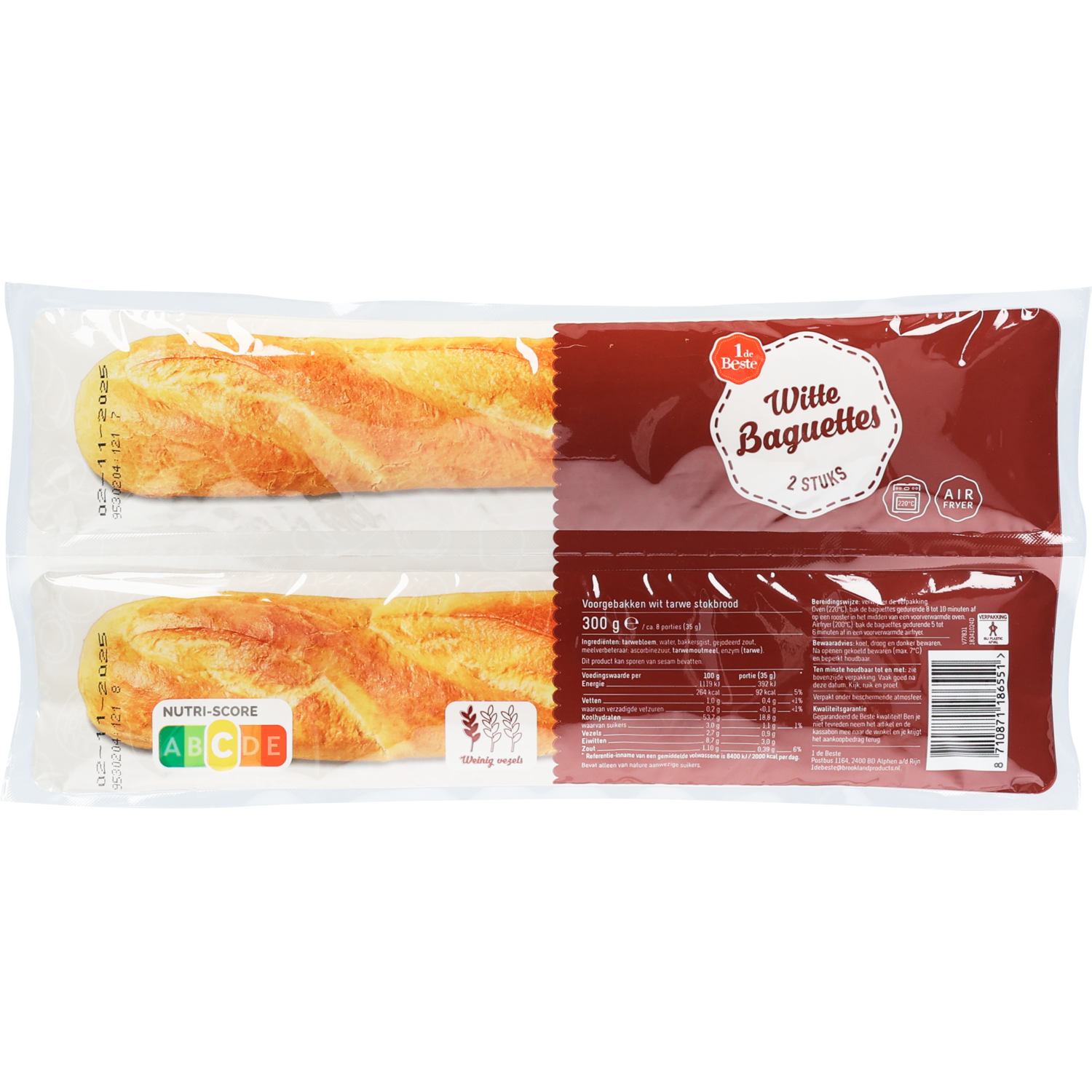 1 de Beste Baguettes wit 2 stuks