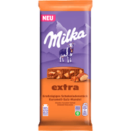 Milka Chocoladereep salted almond caramel Foto van Milka Chocoladereep salted almond caramel