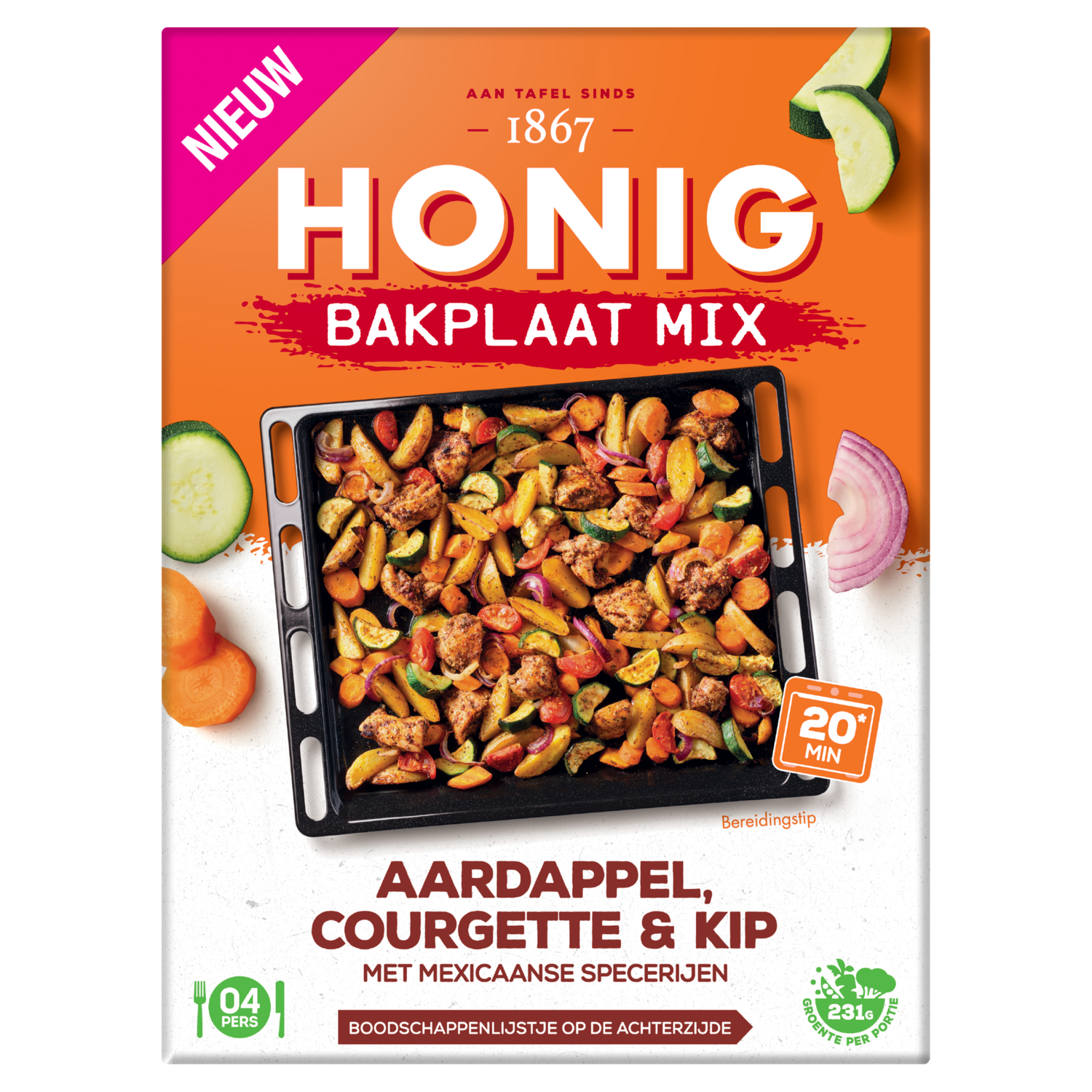 Honig Bakplaat mix mex. courgette & kip