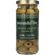 Manzanilla Groene olijven zonder pit Foto van Manzanilla Groene olijven zonder pit