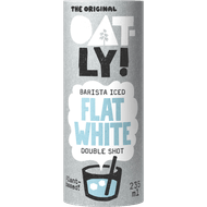 Oatly Ijskoffie barista iced flat white Foto van Oatly Ijskoffie barista iced flat white