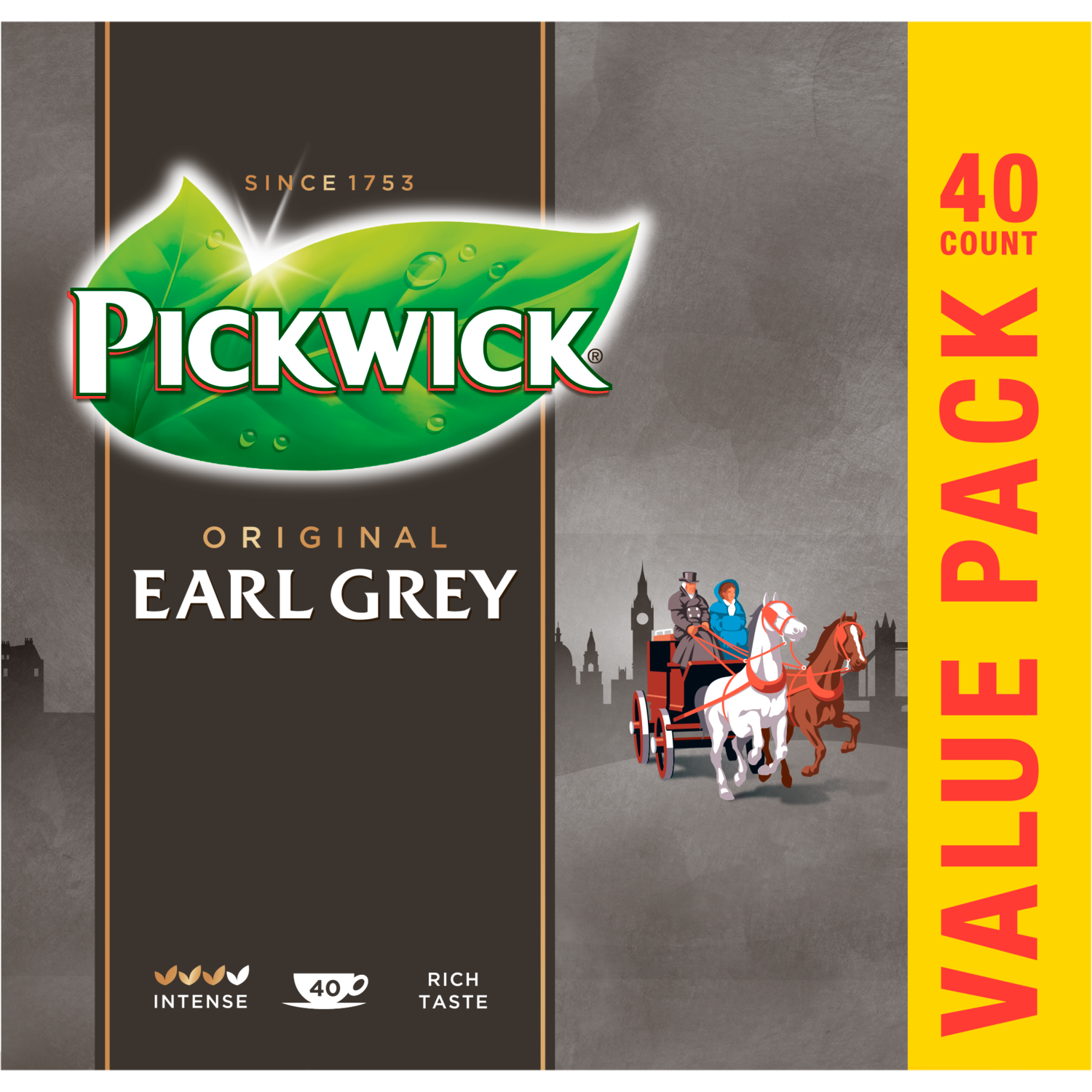 Pickwick Zwarte thee earl grey kop 40zk.
