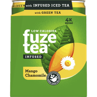 Foto van Fuze tea Ice tea green mango-chamomile 4x25 cl