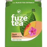 Foto van Fuze tea Ice tea perzik hibiscus 4x25 cl