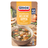 Unox Soep in zak heldere kippensoep Foto van Unox Soep in zak heldere kippensoep